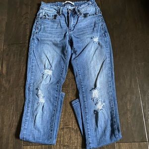 Ripped Kancan studded skinnies